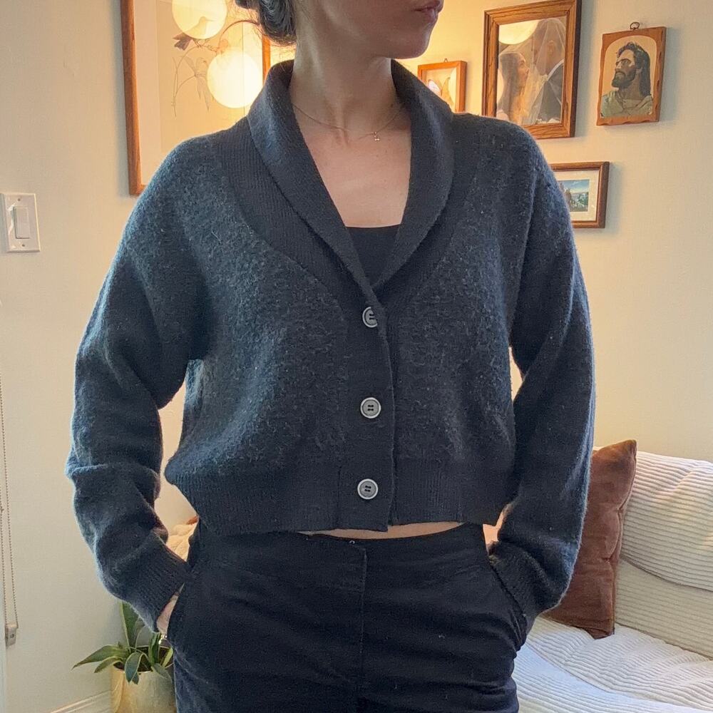 Spiritual Gangster Spirit Eye Royce Wool Cardigan Knit Sweater Gray Size Small - Picture 2 of 9